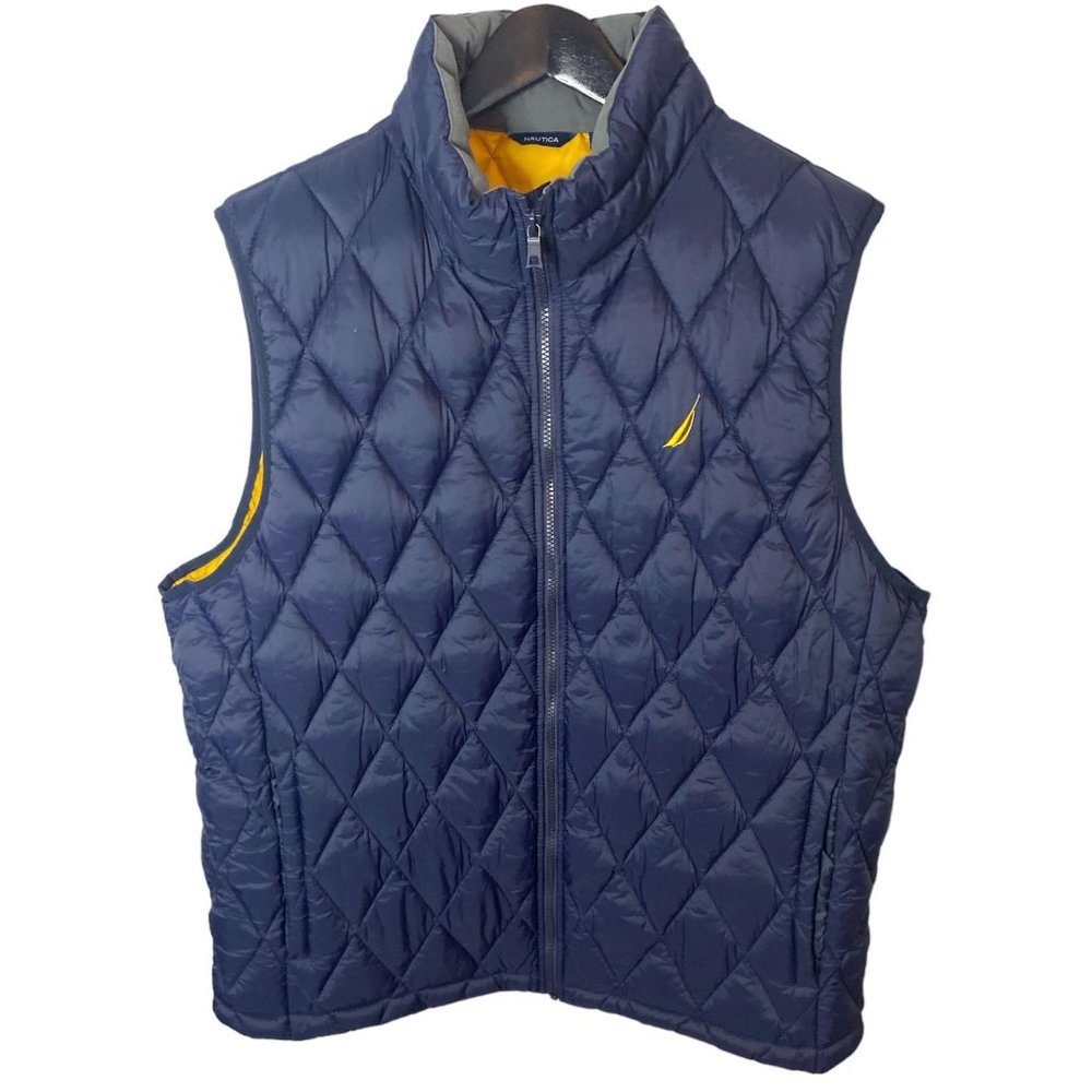 Nautica Men's Tempasphere Quilted Vest XXL Navy Gold Excellent Condition
